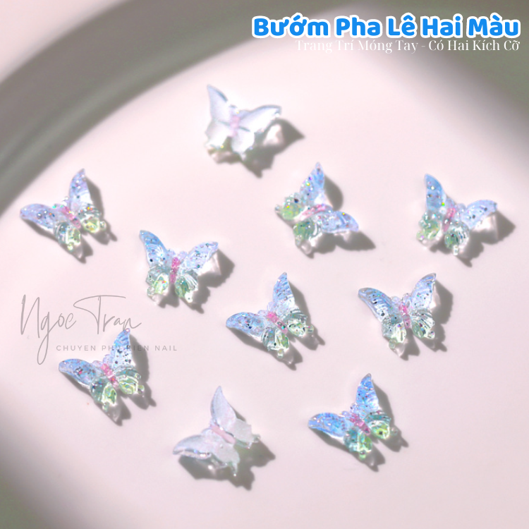 Charm Bướm Pha Lê Xanh Sapphire | Trang Trí Móng Tay