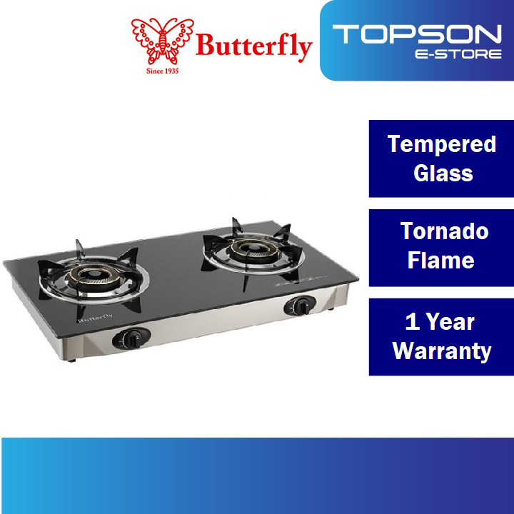 Khind GCG6311 / Butterfly BTG2L Glass Cooker 2 Burner Gas Stove Table