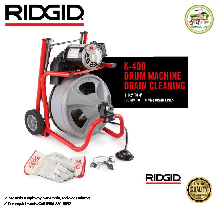 RIDGID Drain Machine Auger K400 1 1/2 To 4" (30mm to 110mm) Drain