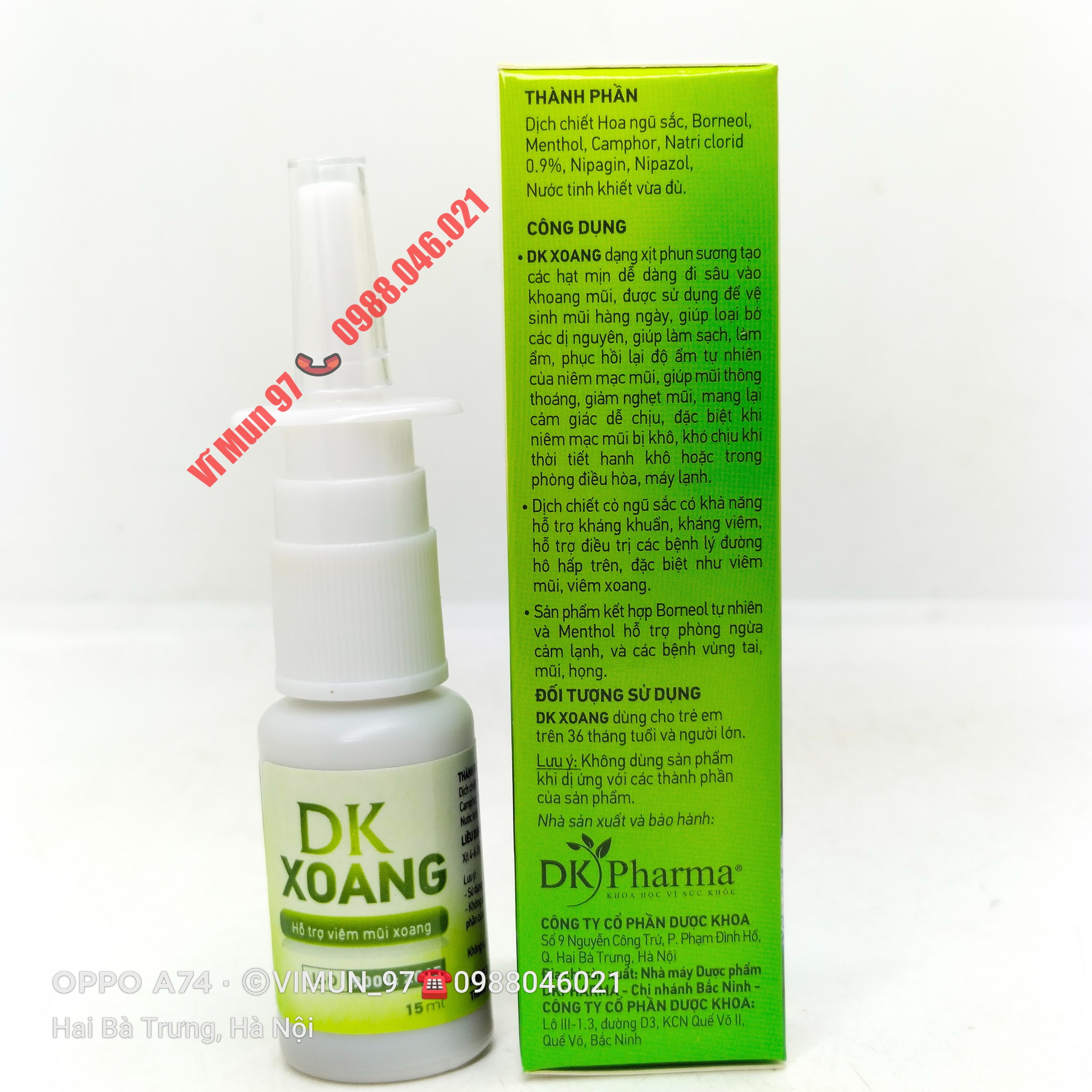 Xịt mũi thảo dược DK XOANG lọ 15ml