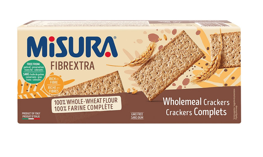Bánh Crackers Lúa mì nguyên cám Misura ( ăn chay, ăn kiêng, tốt cho sức khoẻ)385g - Ý