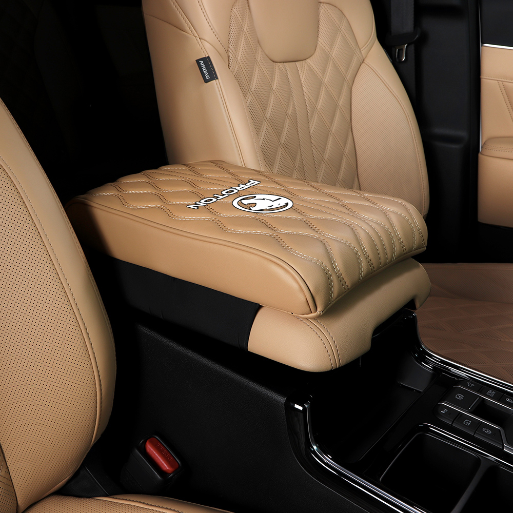 Waterproof cowhide Leather Quilted Armrest Box Cover for Proton X50 X70