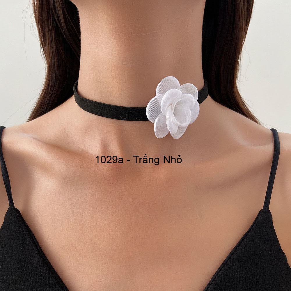 Vòng cổ choker hoa vải xu hướng y2k tiểu thư