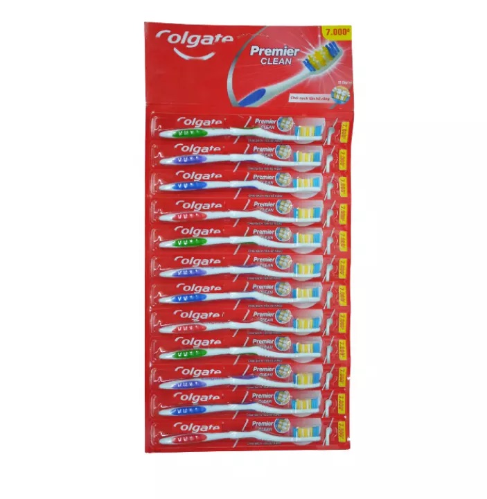 Vỉ 12 cây bàn chải đánh răng Colgate Premier Clean (loại giá bao bì 8k)
