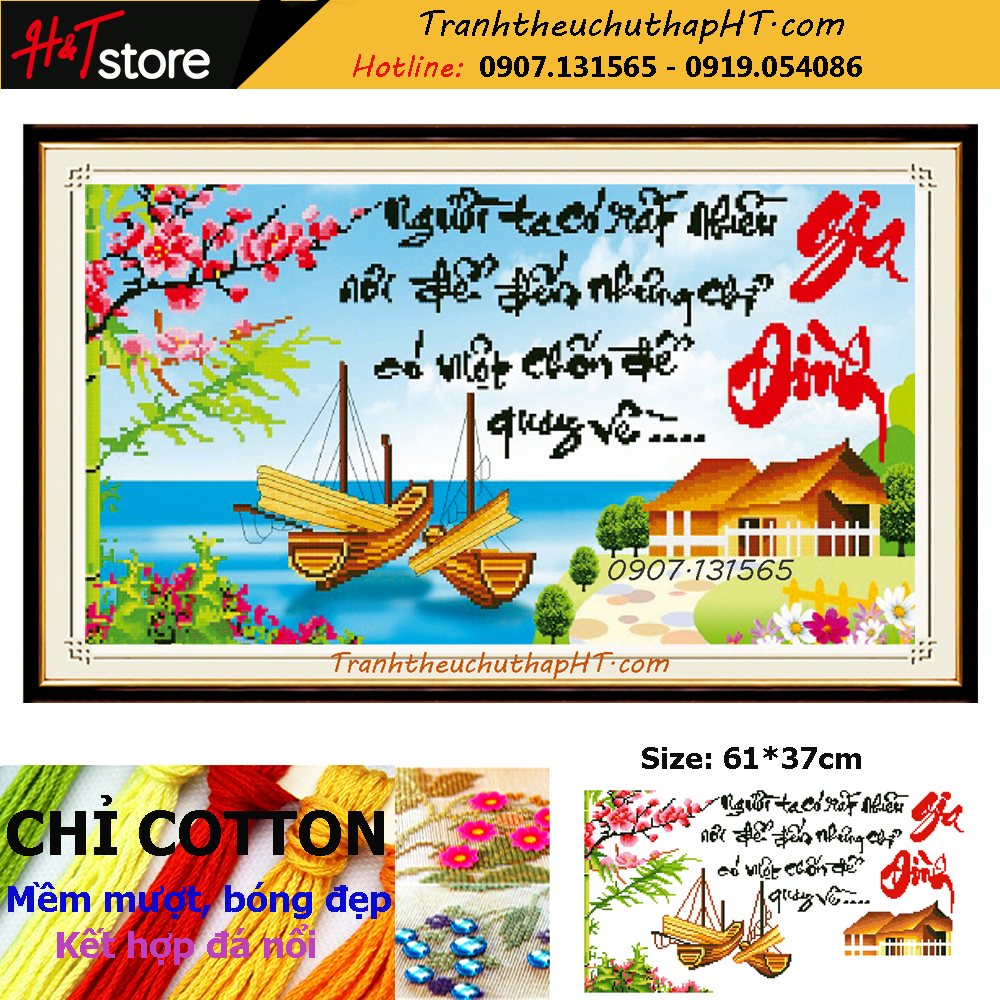 Tranh đính đá - tranh thêu chữ thập gia đình 222945, vs081 - chưa thêu