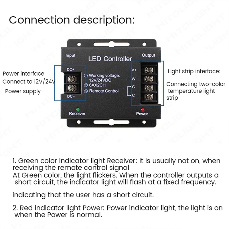 DC12-24V LED Strip Light RF Touch Remote Controller Dimmer for 5050 Tape Lights Adjust Brightness