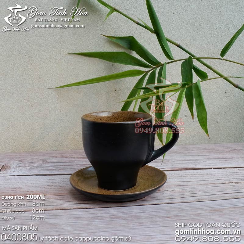 Ly tách cafe capuchino gốm sứ Bát Tràng men màu