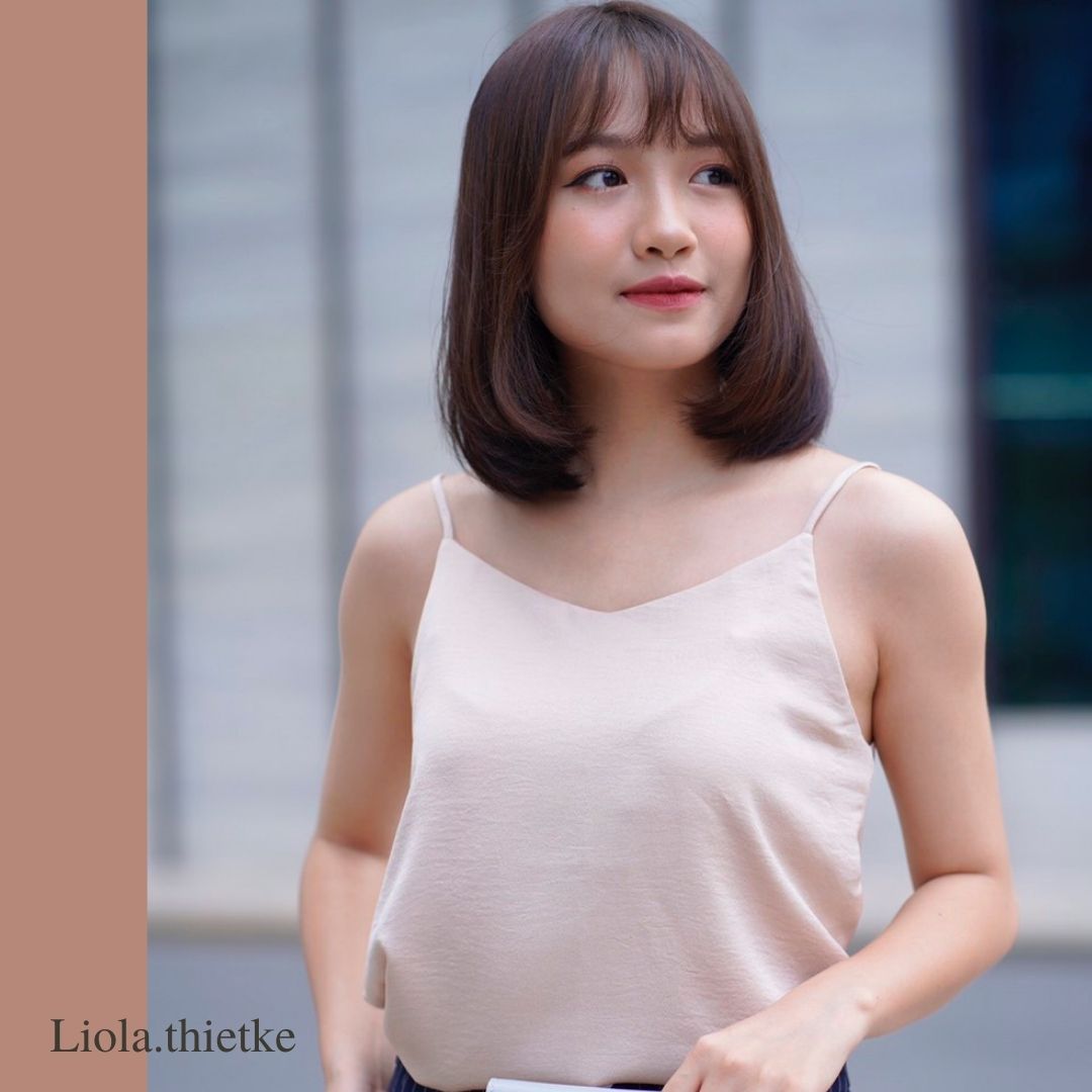 Áo hai dây cổ tim- áo 2 dây LỤA HÀN cao cấp thiết kế Liola