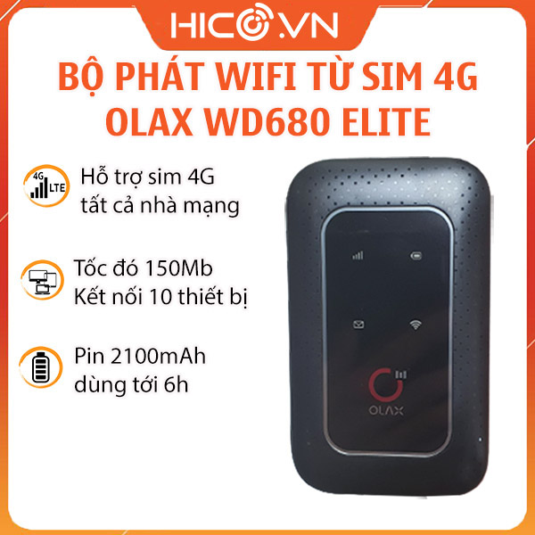 Bộ Phát Wifi 4G 3G OLAX WD680 Bản Elite Tốc Độ 150Mpbs Chính hãng