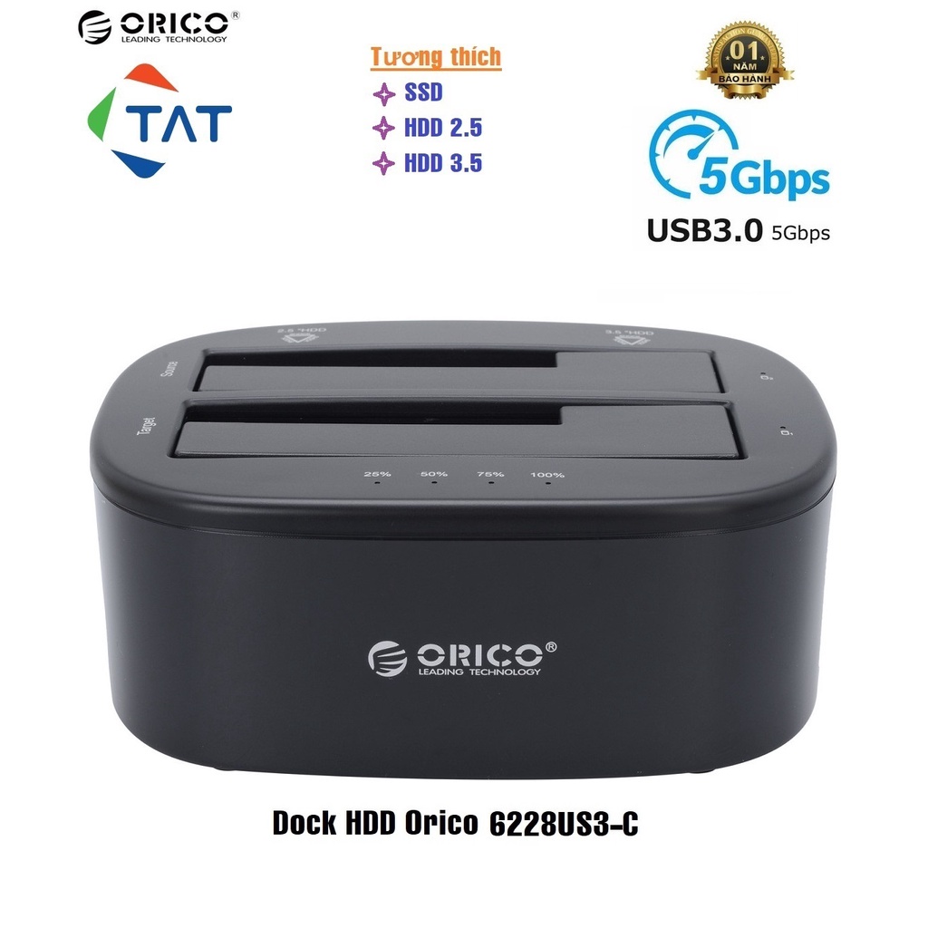 Đế cắm ổ cứng orico 6228us3-c docking orico 6228us3-c chính hãng - bảo hành 12 tháng