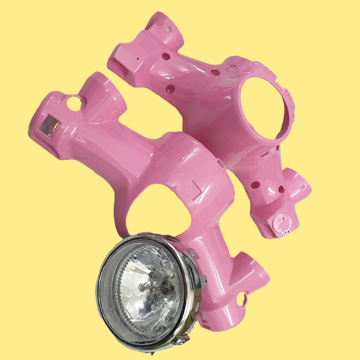 Ốp đầu nhựa gắn xe Cub 81 đời mới full bộ gồm ốp đầu Trước , Gáy sau và pha đèn kèm bóng, chuyên cung cấp phụ tùng xe máy