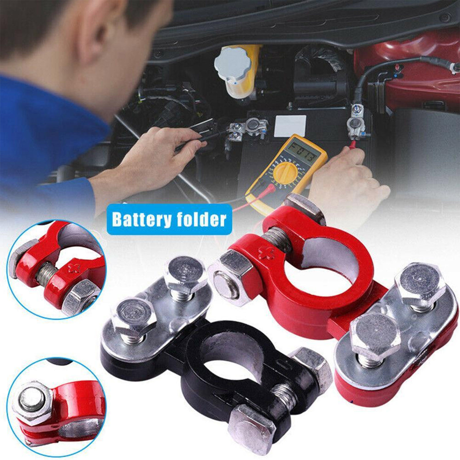 Positive Negative Connector Aluminum Alloy Battery Terminal Universal Accessory for Car Accessory