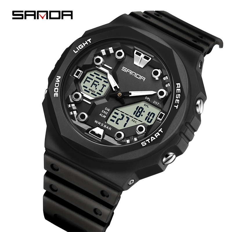 Sanda Large Dial Multifunctional Trendy Urban Outdoor Waterproof Sports Men's Watch SD6200-5.