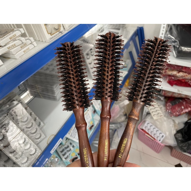 Lược sấy cụp, lô sấy tròn cán gỗ, lược sấy tạo kiểu tóc nam nữ