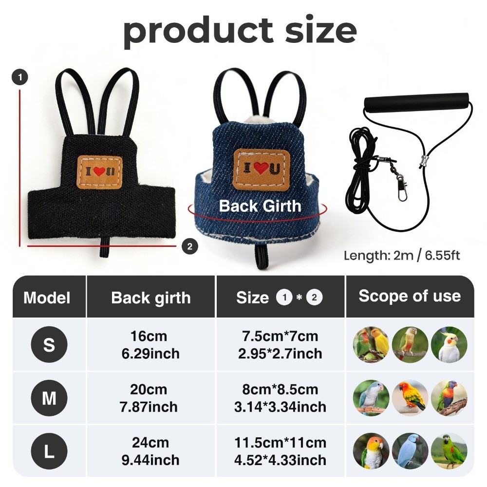Safety Adjustable Bird Flight Suits Sun Protection Escape-Proof Parrot ...
