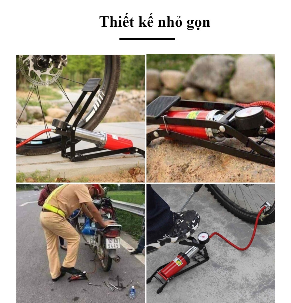 Bơm đạp chân mini xe máy oto xe hơi xe đạp