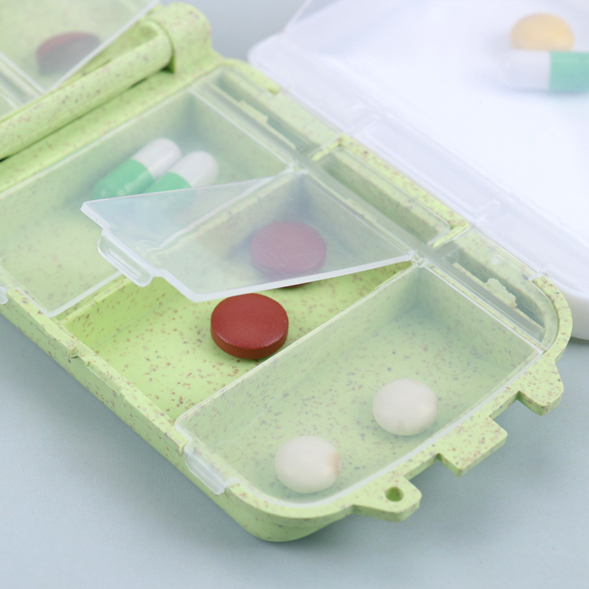 1pc Wheat Sealed 8 Grids Pill Box Travel Pill Case Pill Organizer ...