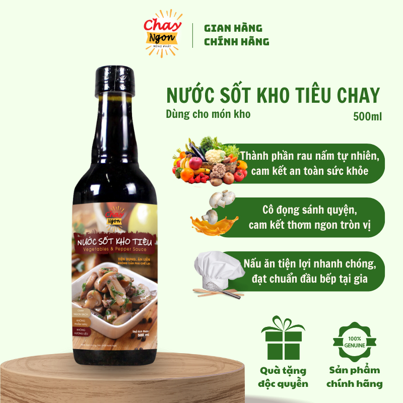 Sốt Kho Tiêu Chay Ngon Chuẩn Vị Chai 500ml - Vegetables & Pepper Sauce