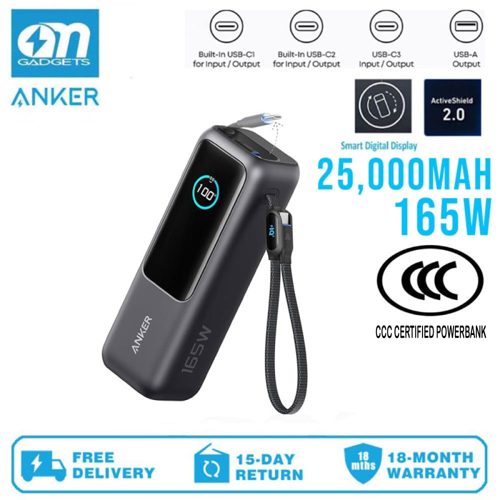 新品未開封Anker Power Bank 25000mAh Anker Power Bank (25000mAh, Built-In & 巻取り式USB-Cケーブル