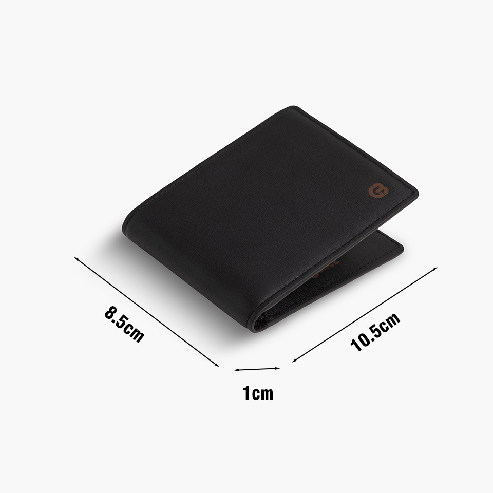 Ví nam mini GENCE da bò swift trơn mềm C07 màu đen