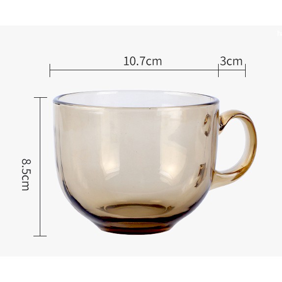 Set 2 cốc thuỷ tinh màu hổ phách có tay cầm