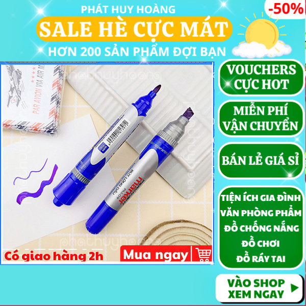 Bút lông không xóa được 2 đầu loại tốt giá rẻ, bút lông dầu thiên long cực tốt, bút lông xanh không phai màu, bút không trôi 2 đầu tiện lợi, bút lông bảng trắng không lem lớn, bút không xóa được, đồ dùng học tập, Phát Huy Hoàng
