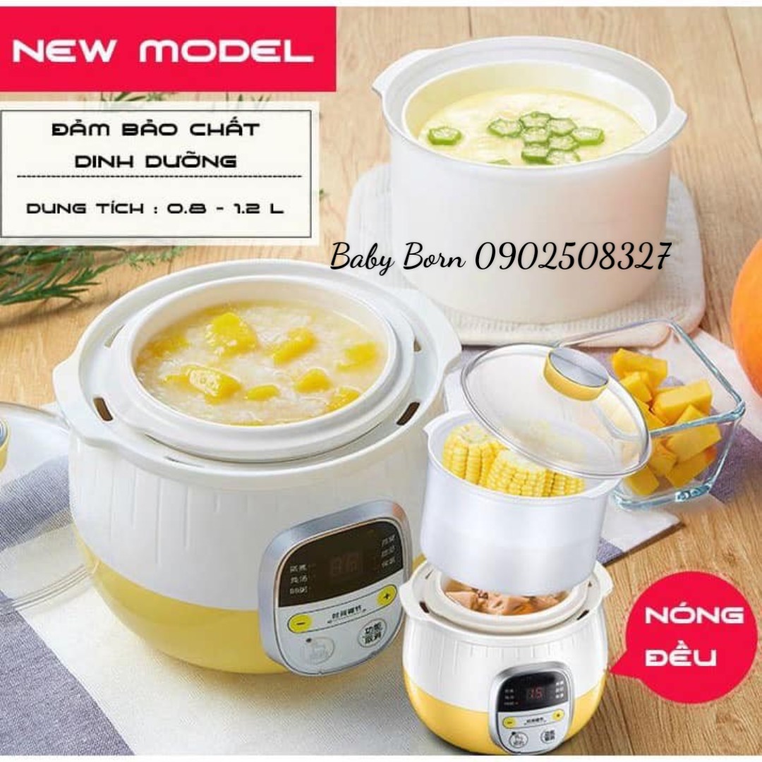 Nồi nấu cháo chậm Bear 0.8-1.6l
