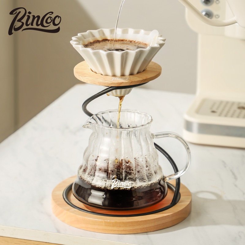 BINCOO Coffee Dripper Set Ceramic V60 Origami Filter Cup Drip Hand Rinsed Coffee Pot Set Filter Bracket Sharing Pot Combination