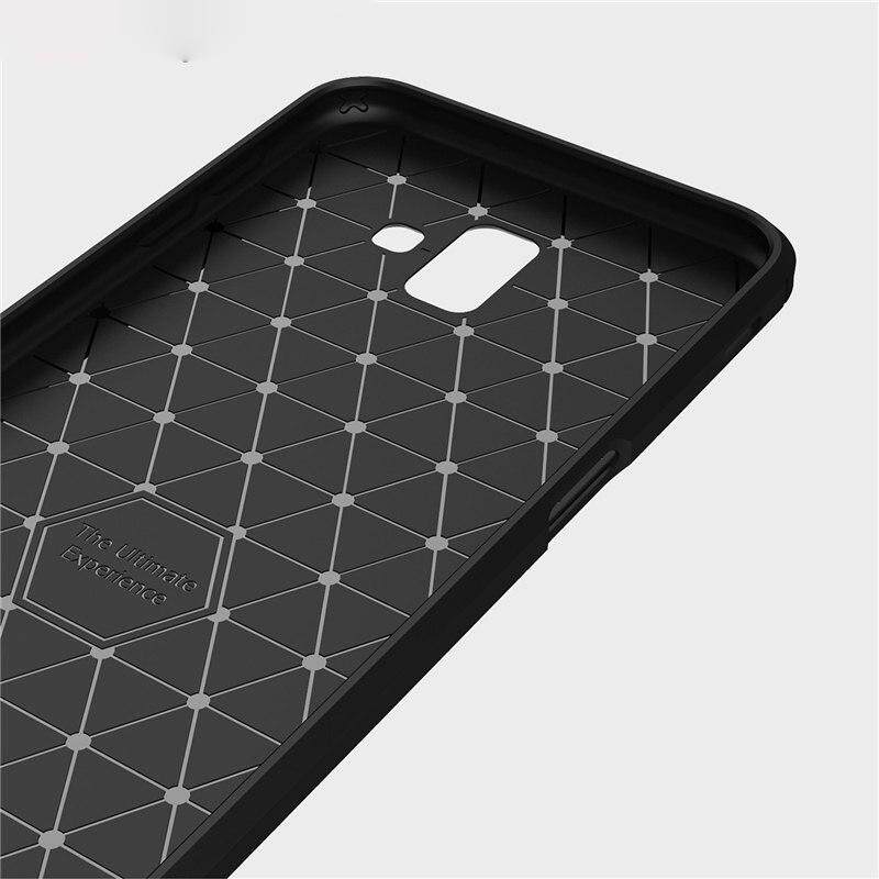 tzmar for Samsung Galaxy J6 Plus J6+ Case Cover Carbon Fiber Brushed TPU Silicone Soft Casing Phone Mobile Housing. 