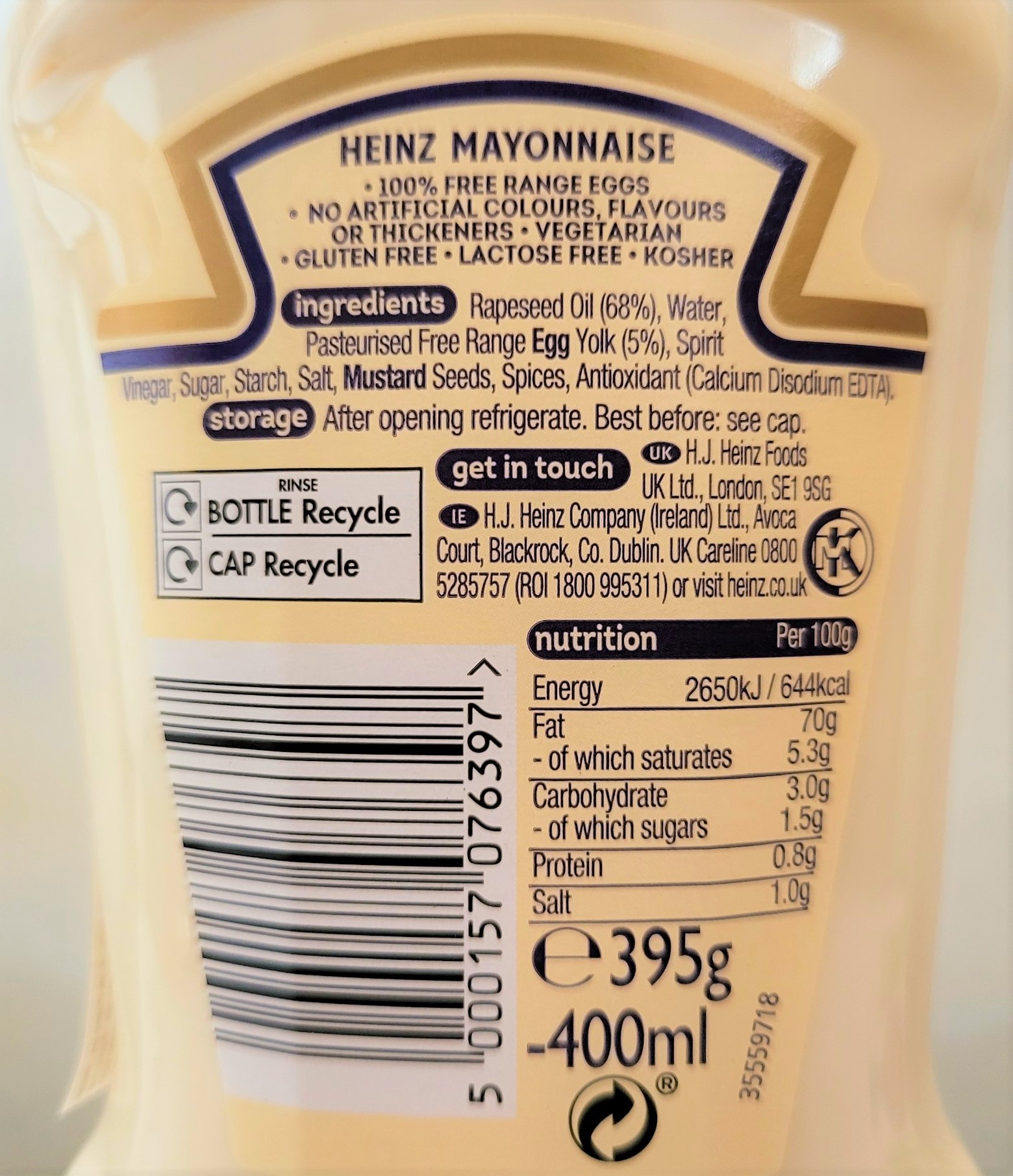 [Chai 400ml] XỐT MAYONNAISE [Poland] HEINZ [Seriously] Good Mayonnaise (dmi-hk)