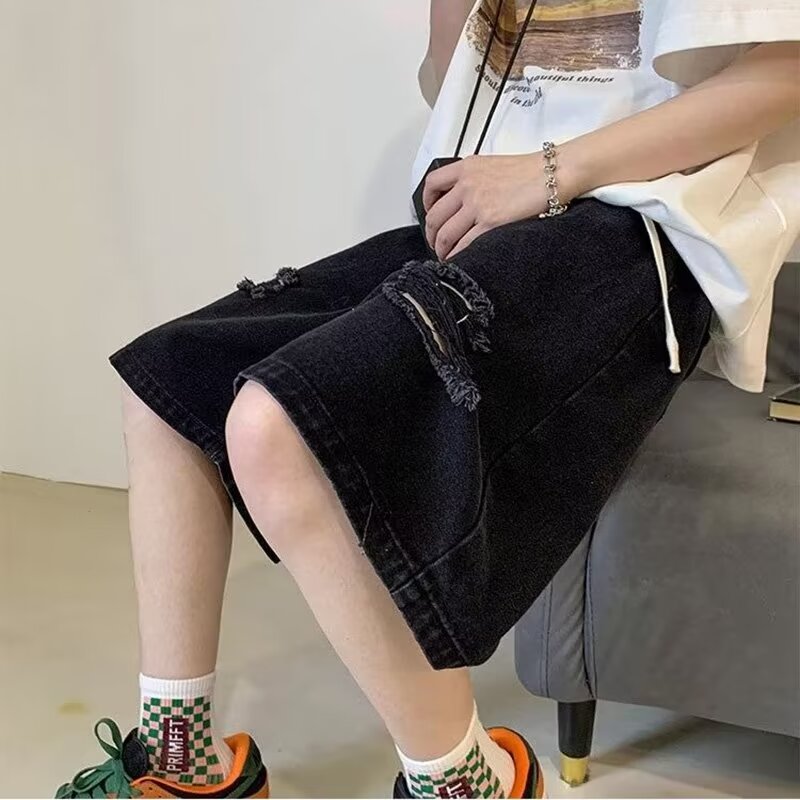 KYUSHUAD Tooling shorts ripped jeans men's summer