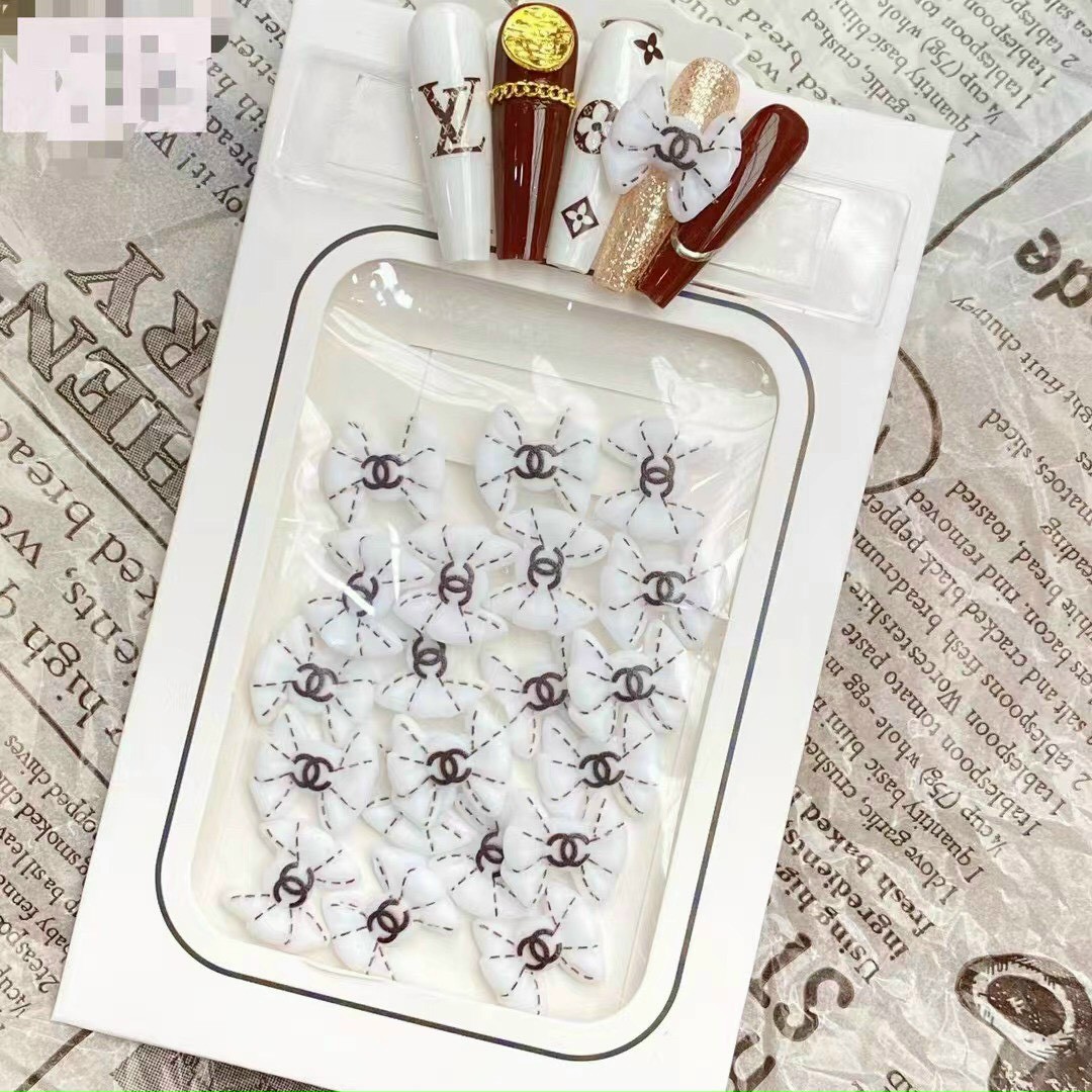 Set charm nơ giả bột đính móng nail