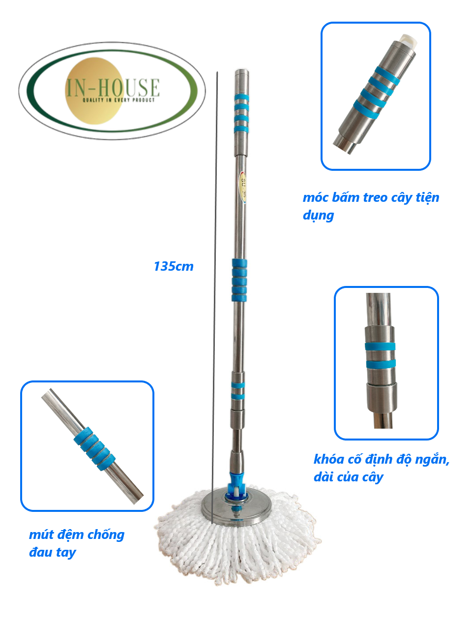 cây lau nhà inox 360 độ thông minh