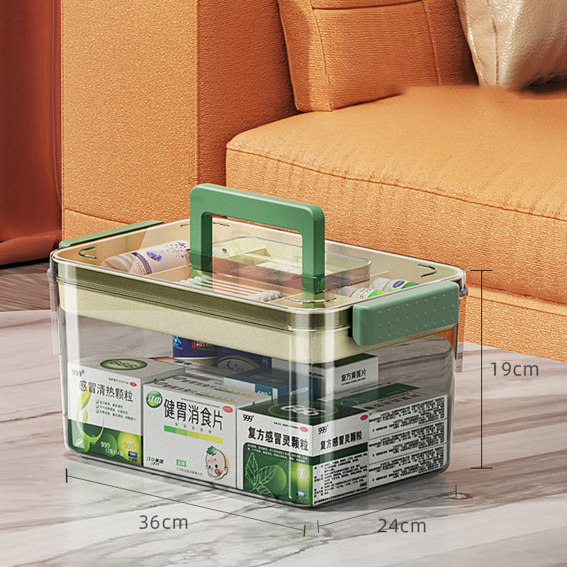 Medicine box storage box, large capacity home medicine box, thickened multi-layer storage box, transparent large home emergency medicine box