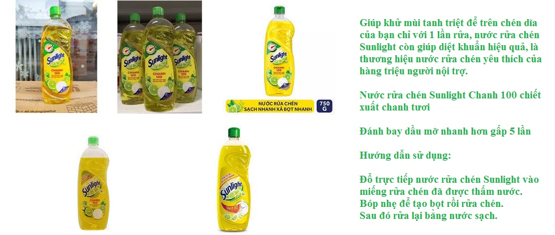 Nước rửa chén Sunlight chanh 725ml