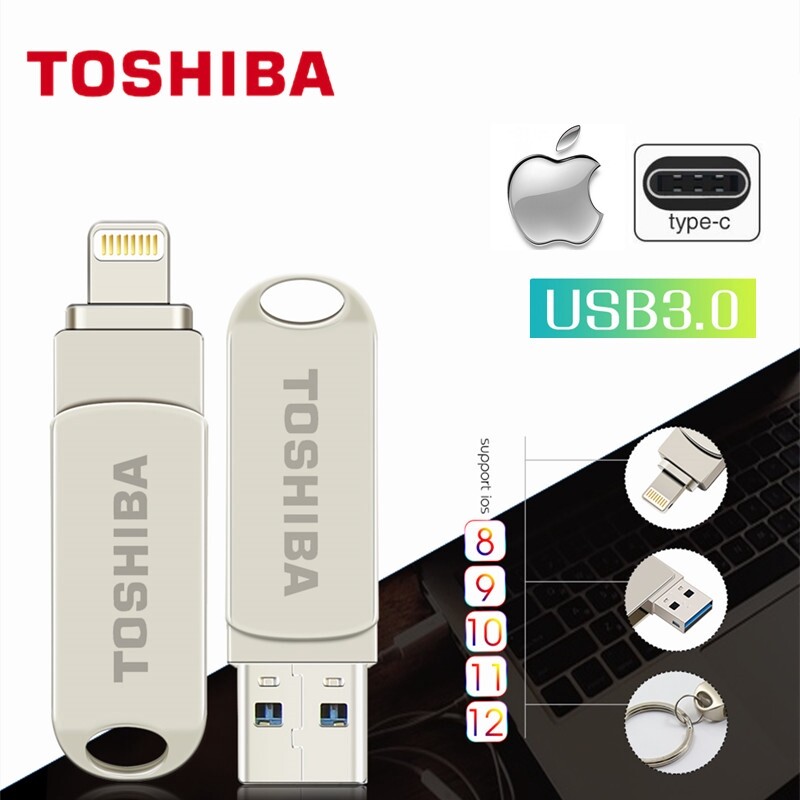 ♥Vận Chuyển + Thanh Toán Khi Nhận Hàng♥TOSHIBA Usb Flash Drive Cho iPhone Otg/Lightning Type-C 2 Trong 1 Pen Drive...