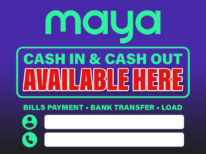 "Maya Available Here" Tarpaulin With Eyelets Landscape 1.5 x 2 ft