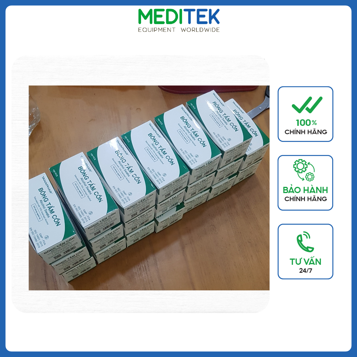 Bông tẩm cồn Tanaphar Hộp 100 miếng
