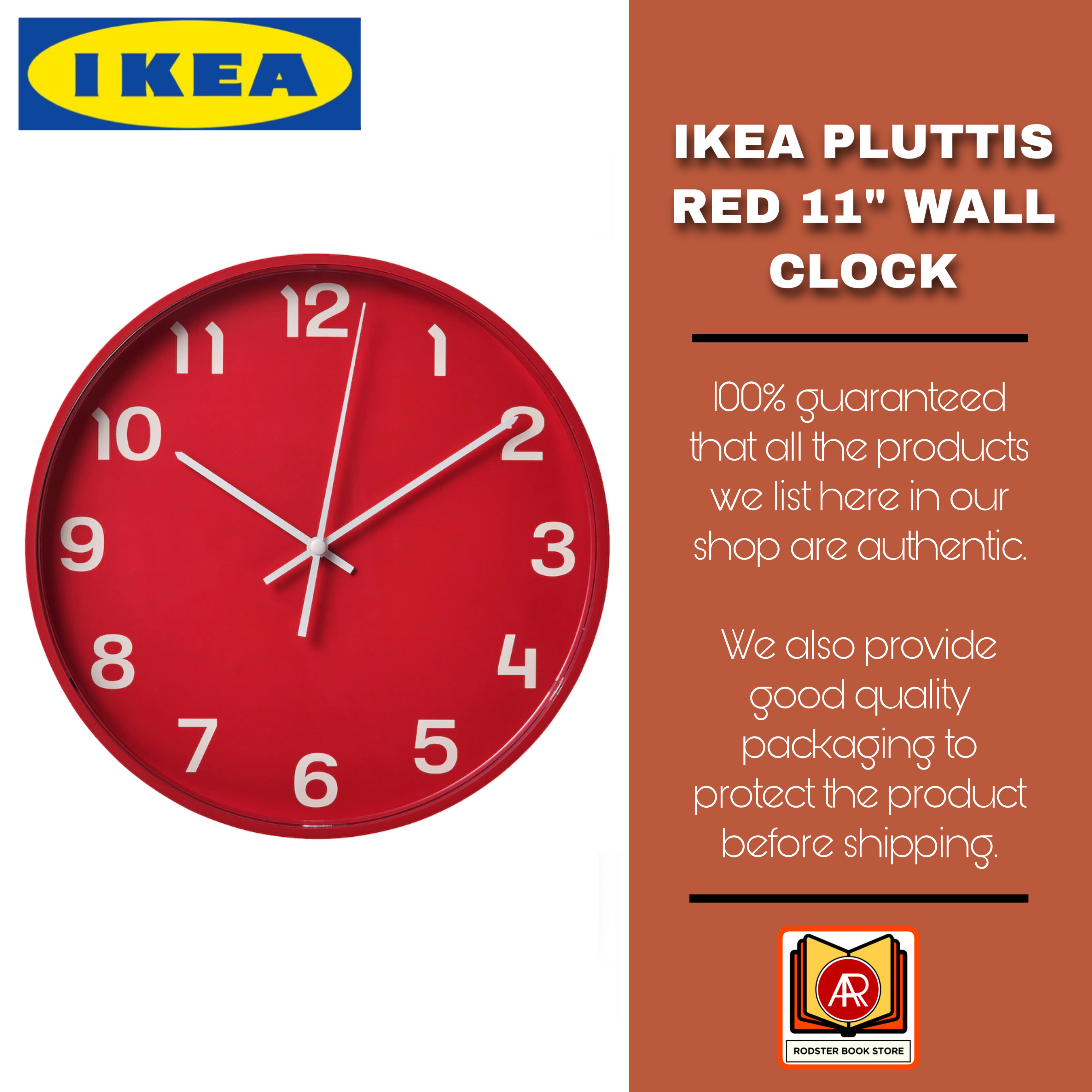 Red Wall Clock Pluttis 11" (28cm) Lazada PH