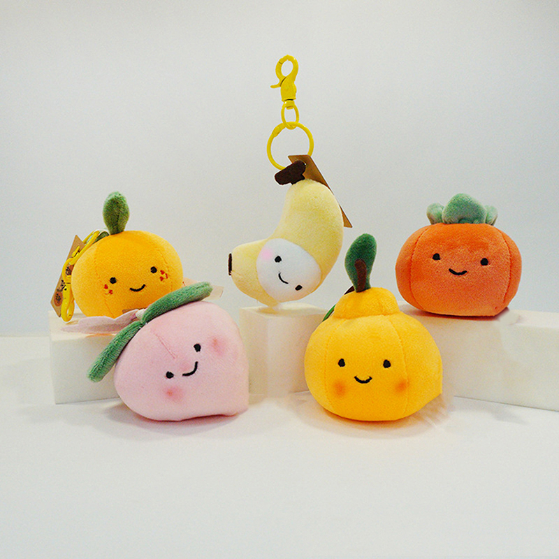 Women New Cute Simulation 10cm Fruits Plush Pendants Key China Peach Orange DENGYOUZHOU. 