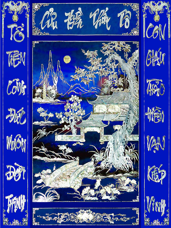 Tranh dán tường trang trí bàn thờ phòng thờ Cửu Huyền Thất Tổ CHTT021 loại cao cấp nhiều kích thước