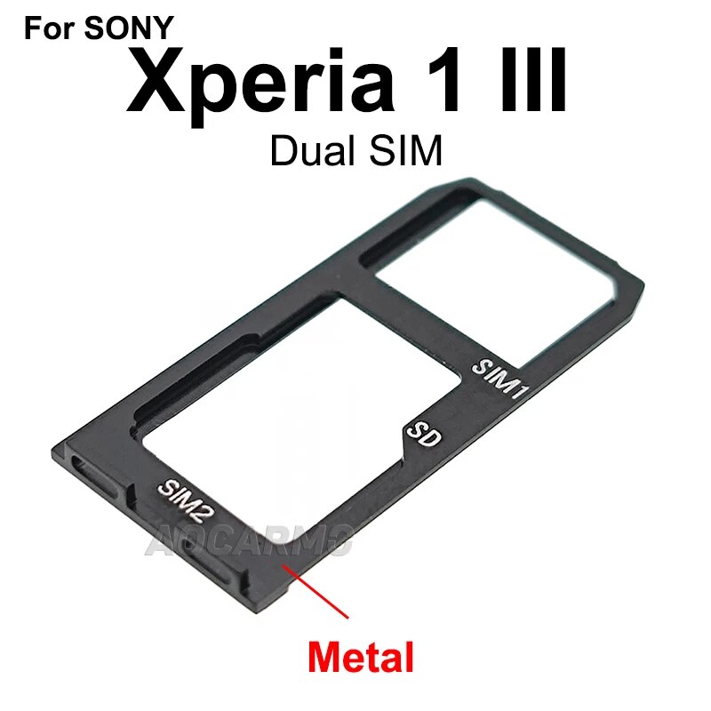Aocarmo for sony xperia 1 iii / x1iii mark3 xq-bc52 bc62 bc72 dual sim card holder tray slot aluminum alloy drawer replacement