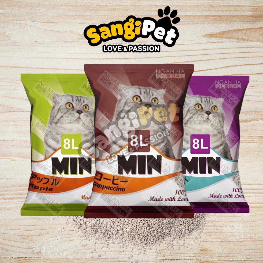 Cát Vệ Sinh Mèo MIN Khử Mùi Hiệu Quả, Vón Cục Nhanh Bao 8L,