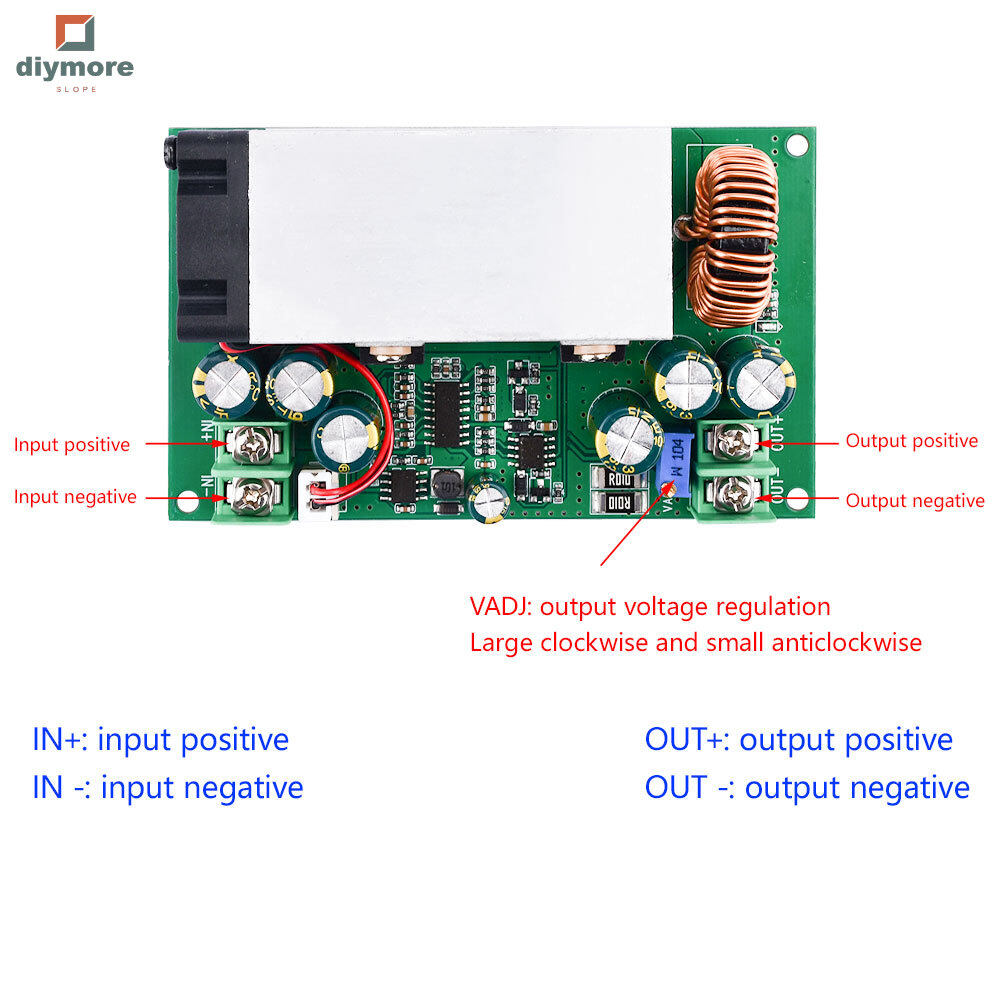 diymore slope DC-DC Buck Converter Step Down Module DC 12V-75V to 5-48V 25A Adjustable Voltage Step Down Converter