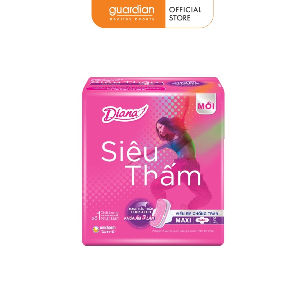 Băng Vệ Sinh Siêu Thấm Có Cánh 23cm Diana 8 Miếng