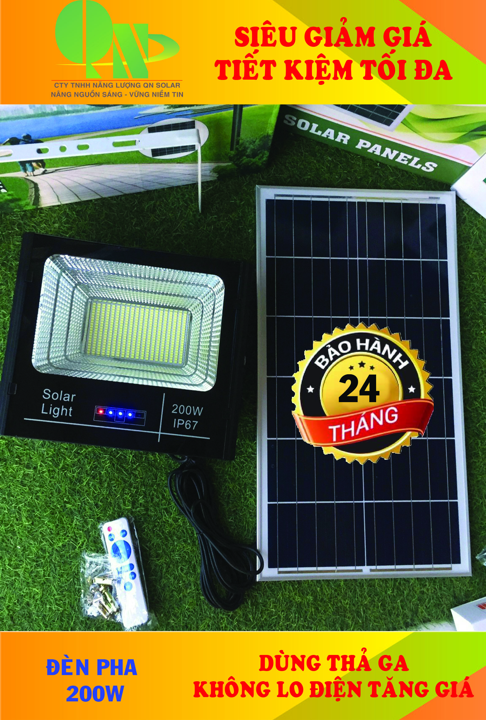 Đèn pha năng lượng mặt trời 200w