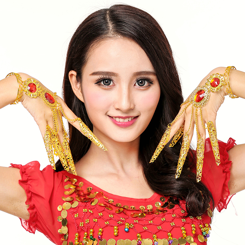 NEW Nữ Múa Dân Gian múa bụng ngón tay trang sức vàng móng tay dài cho điệu nhảy