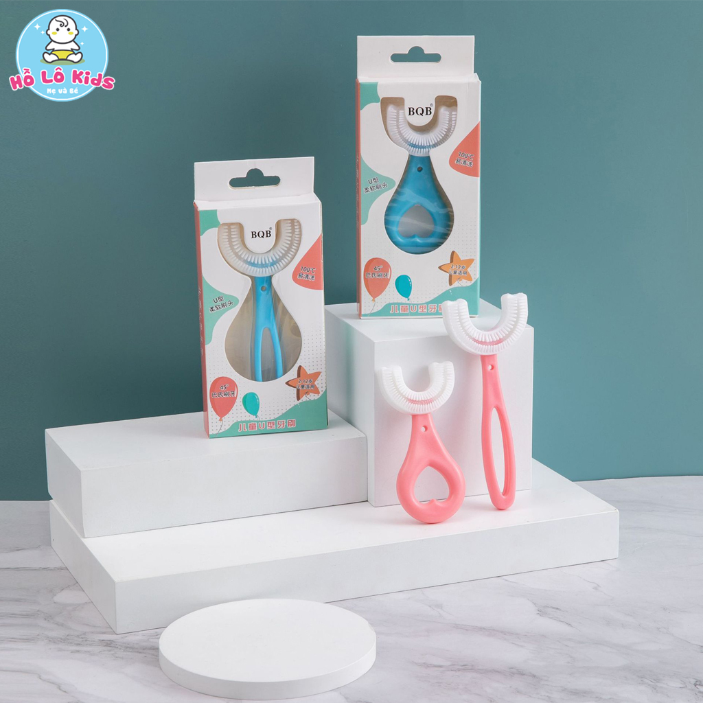 Set 2 chi tiết bàn chải đánh răng chữ u thông minh, kem đánh răng dạng bọt cho bé Hồ Lô Kids