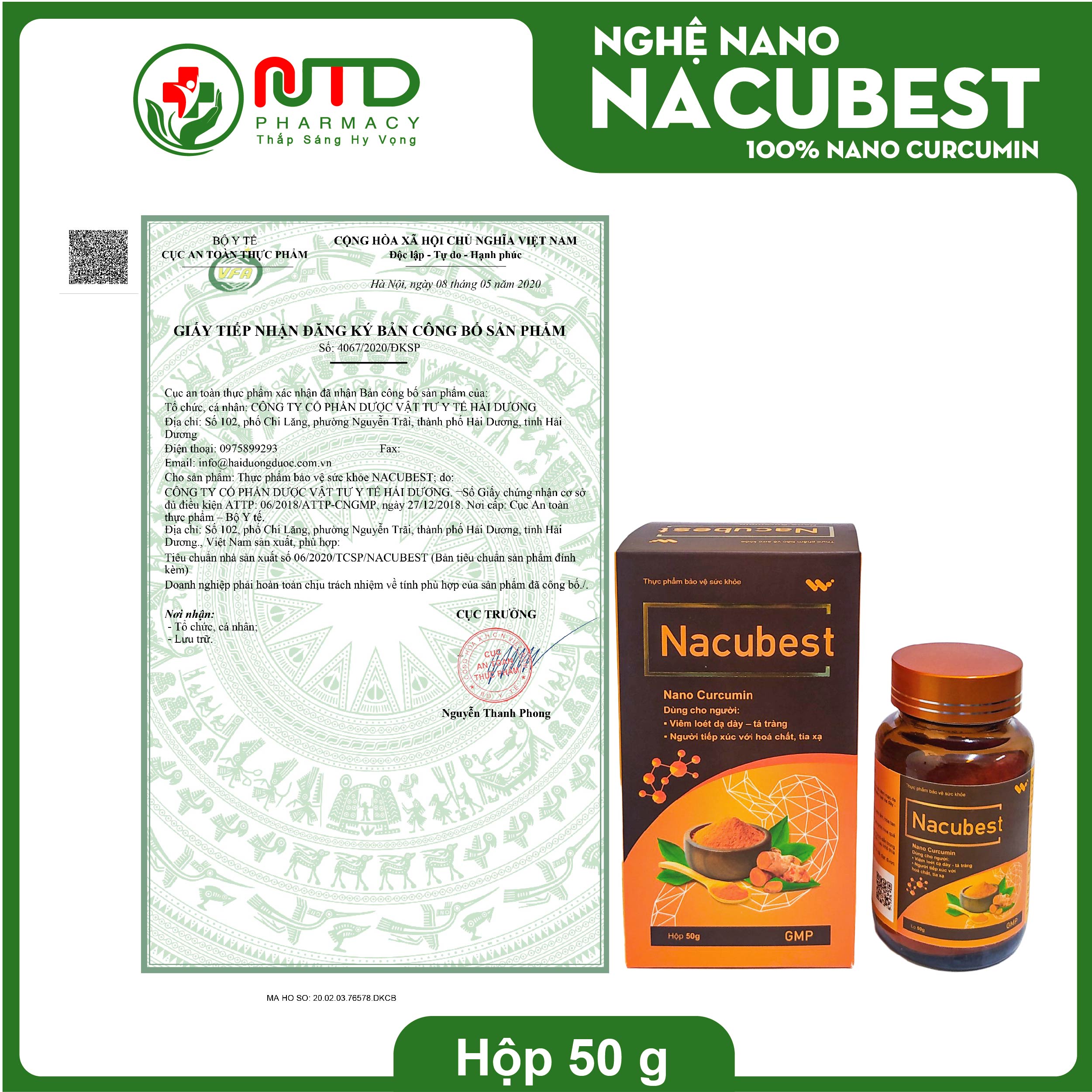 Nano Curcumin Nacubest Turmeric Powder 50g – Reduces Stomach Ulcers, Belching, Bloating, Indigestion