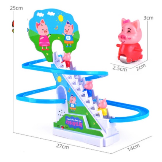 Heo peppa leo cầu thang có nhạc cho bé( Kèm 3 chú heo dễ thương)